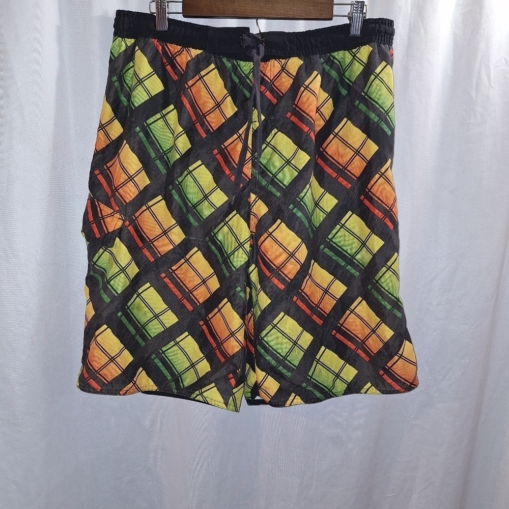 Burnside large plaid swimming trunks